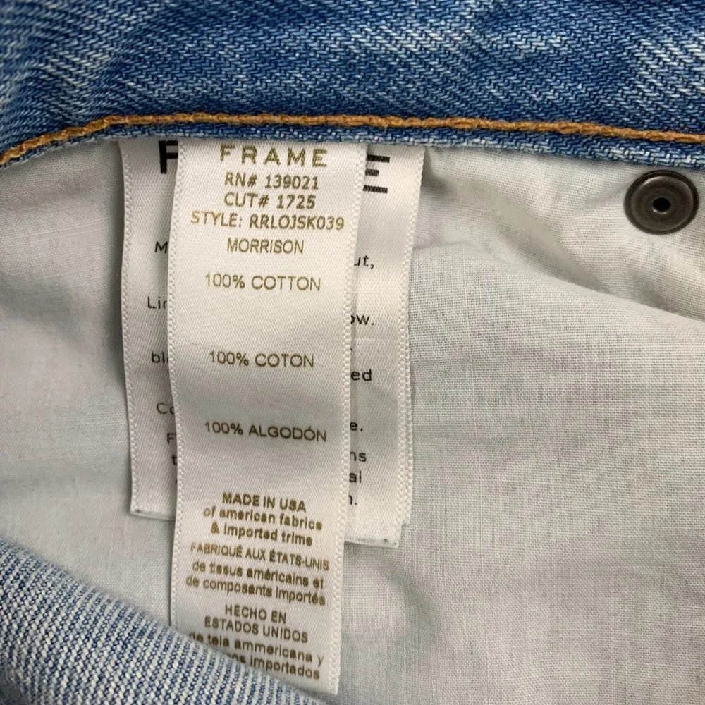 Frame Denim Rigid Re-Release Le Original Skinny Light-Wash Jeans Women's Size 28